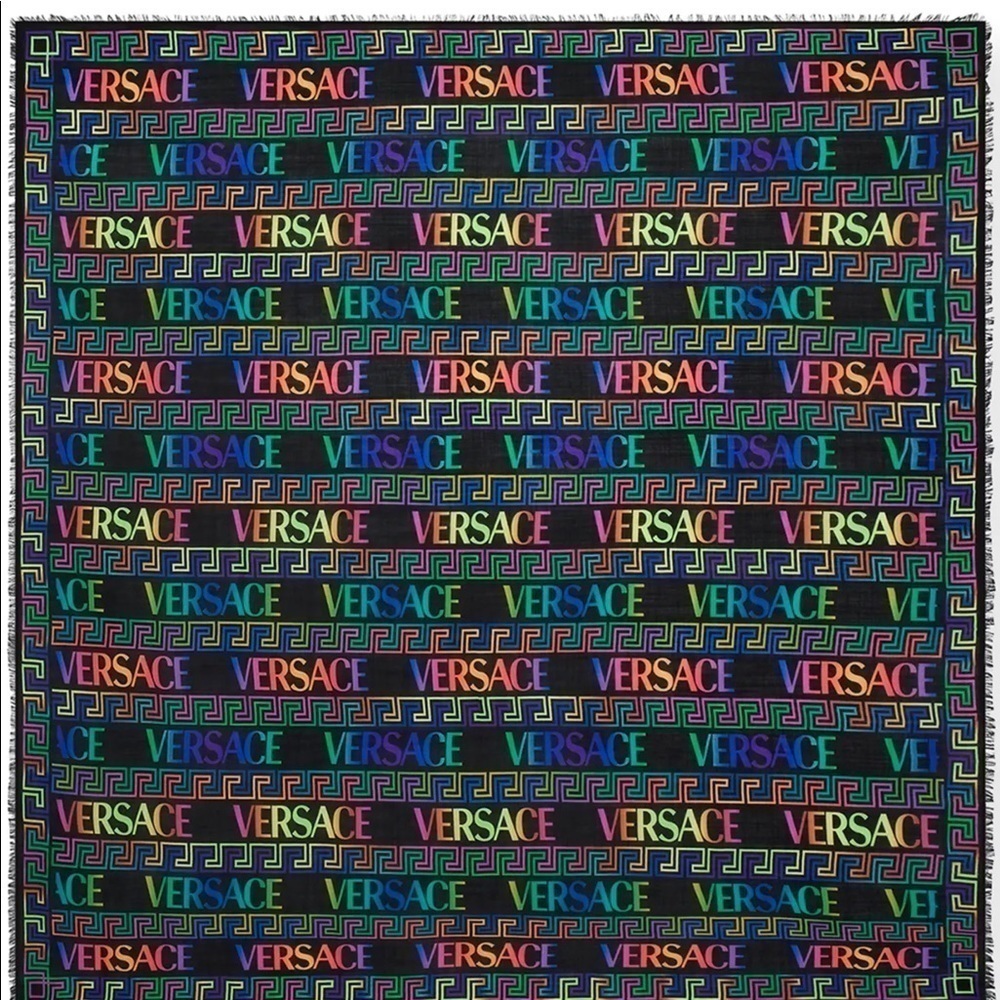 VERSACE Neon Greca Wool Scarf - Picture 3 of 10